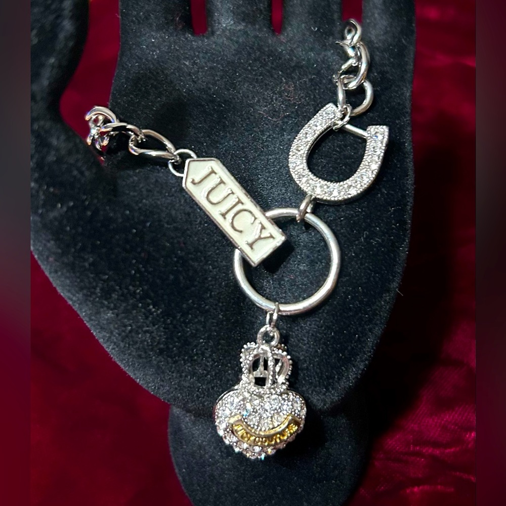 Juicy Couture Silver Bling heart and horseshoe charm bracelet